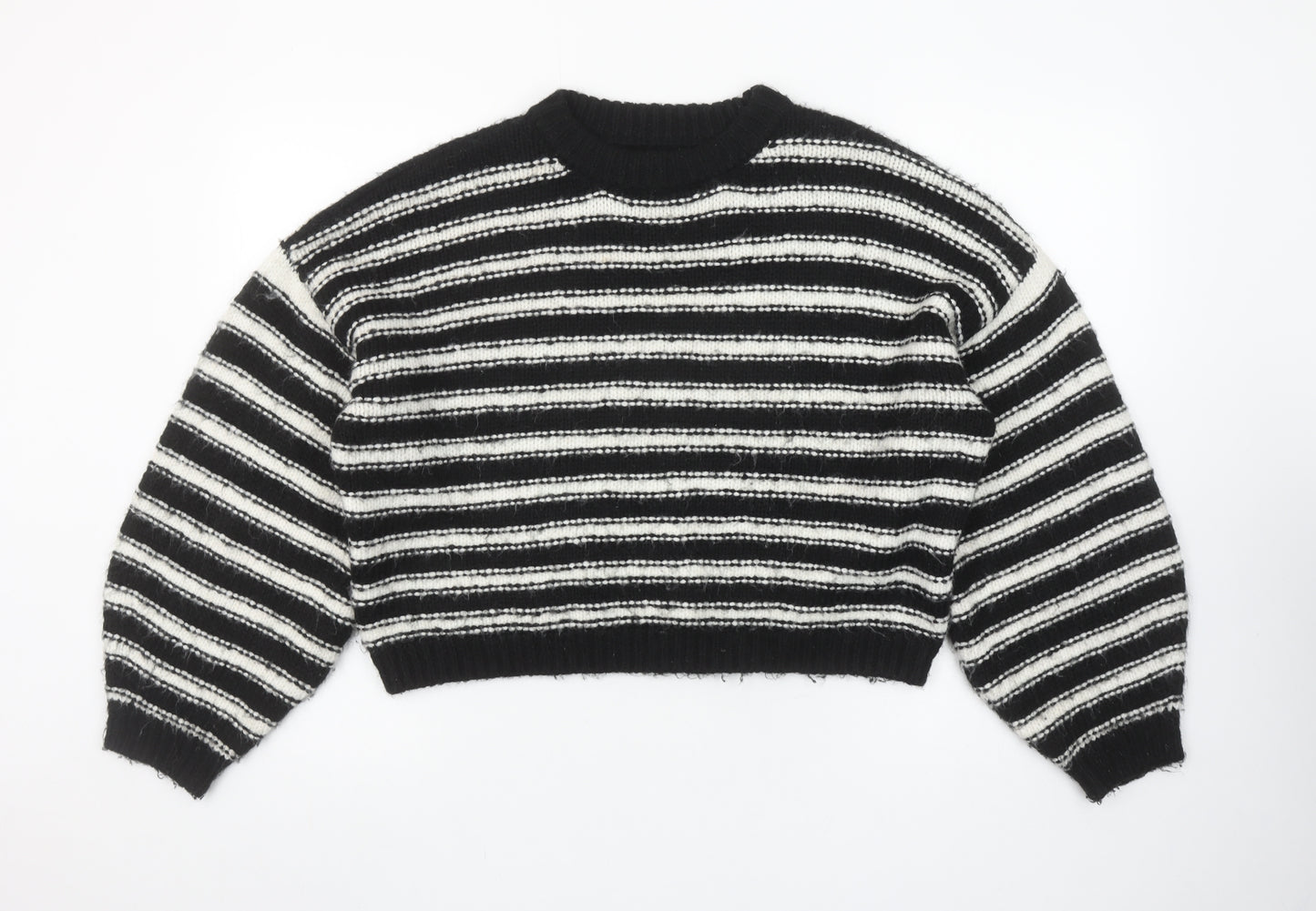 Topshop Women’s Black & White Striped Chunky Knit Pullover Jumper Size M