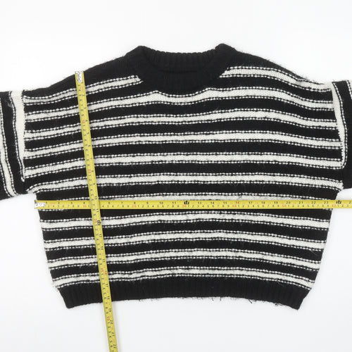 Topshop Women’s Black & White Striped Chunky Knit Pullover Jumper Size M