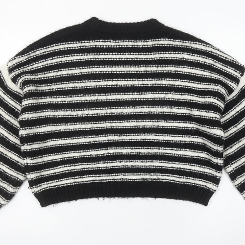 Topshop Women’s Black & White Striped Chunky Knit Pullover Jumper Size M