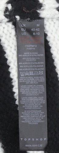 Topshop Women’s Black & White Striped Chunky Knit Pullover Jumper Size M