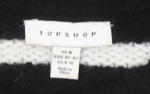 Topshop Women’s Black & White Striped Chunky Knit Pullover Jumper Size M