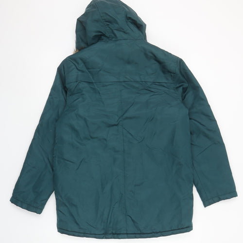 Urban Boys Green Hooded Parka Coat 10-11 Years Faux Fur Trim Winter Jacket