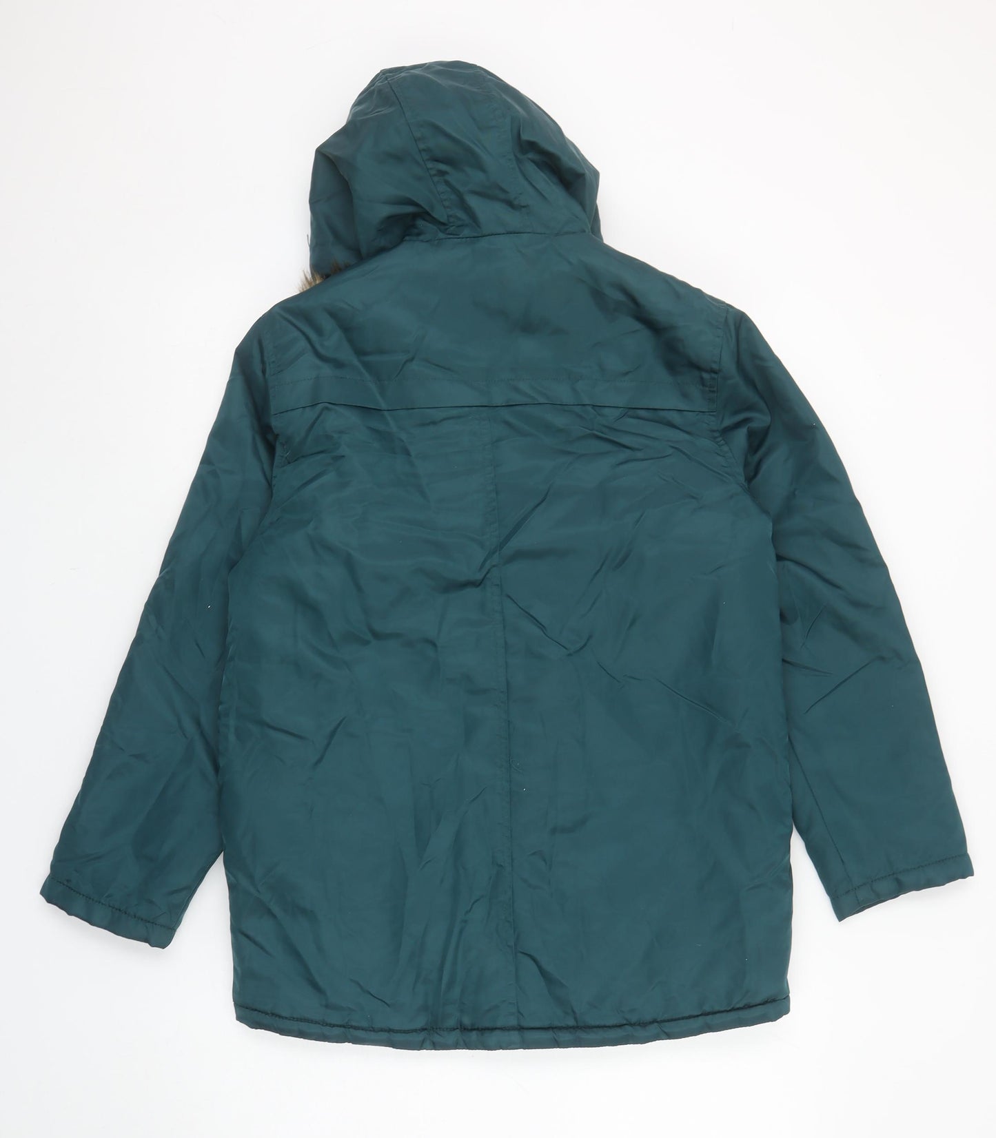 Urban Boys Green Hooded Parka Coat 10-11 Years Faux Fur Trim Winter Jacket