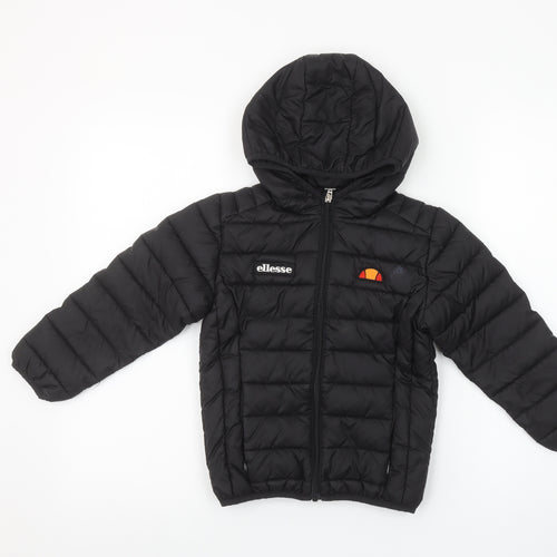 Ellesse Boys Black Puffer Jacket 5-6 Years Hooded Quilted Winter Coat