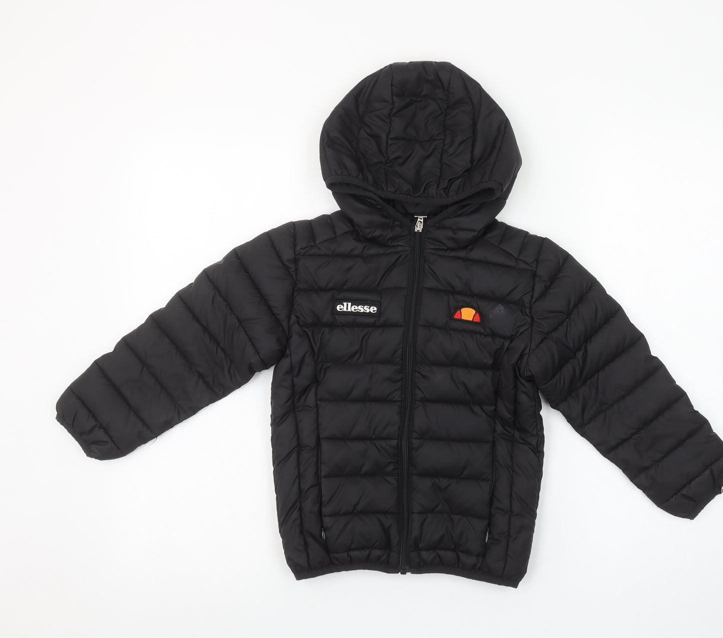 Ellesse Boys Black Puffer Jacket 5-6 Years Hooded Quilted Winter Coat