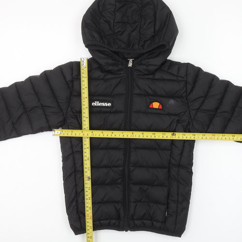 Ellesse Boys Black Puffer Jacket 5-6 Years Hooded Quilted Winter Coat