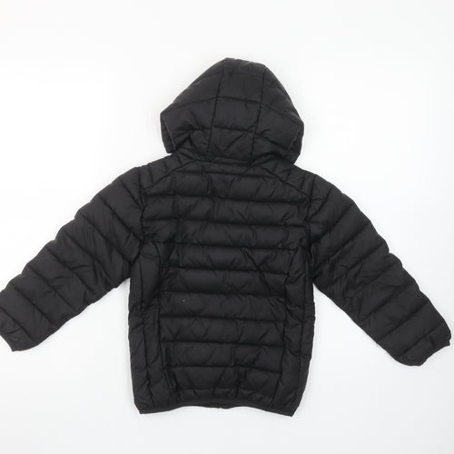 Ellesse Boys Black Puffer Jacket 5-6 Years Hooded Quilted Winter Coat