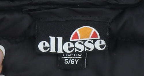 Ellesse Boys Black Puffer Jacket 5-6 Years Hooded Quilted Winter Coat