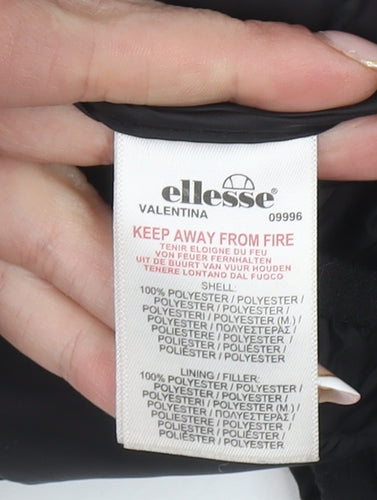 Ellesse Boys Black Puffer Jacket 5-6 Years Hooded Quilted Winter Coat