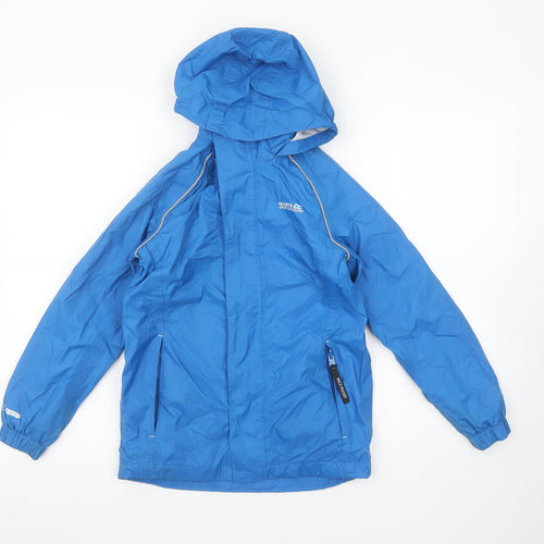 Regatta Boys Blue Hooded Rain Coat 9-10 Years Waterproof Outdoor Jacket