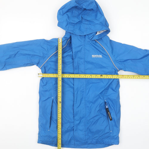 Regatta Boys Blue Hooded Rain Coat 9-10 Years Waterproof Outdoor Jacket