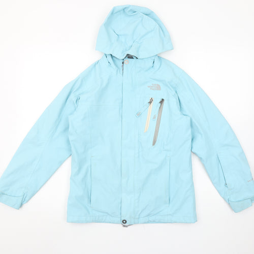 The North Face Girls Blue Hooded Waterproof Rain Jacket Size M