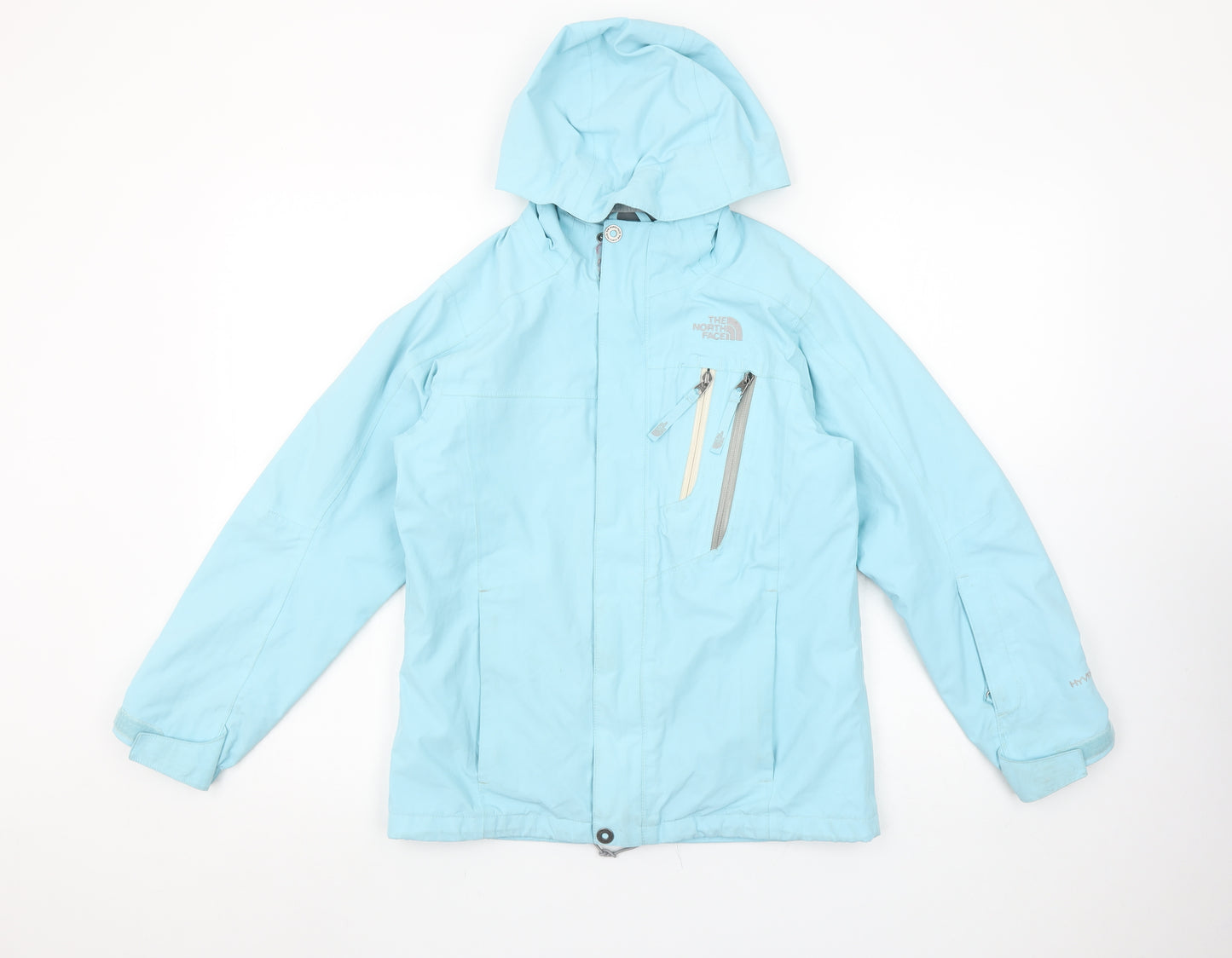 The North Face Girls Blue Hooded Waterproof Rain Jacket Size M
