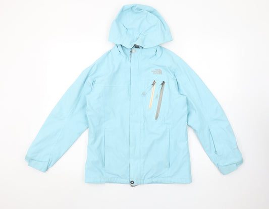 The North Face Girls Blue Hooded Waterproof Rain Jacket Size M