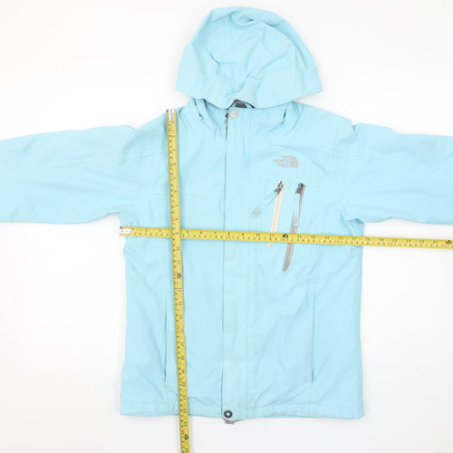 The North Face Girls Blue Hooded Waterproof Rain Jacket Size M