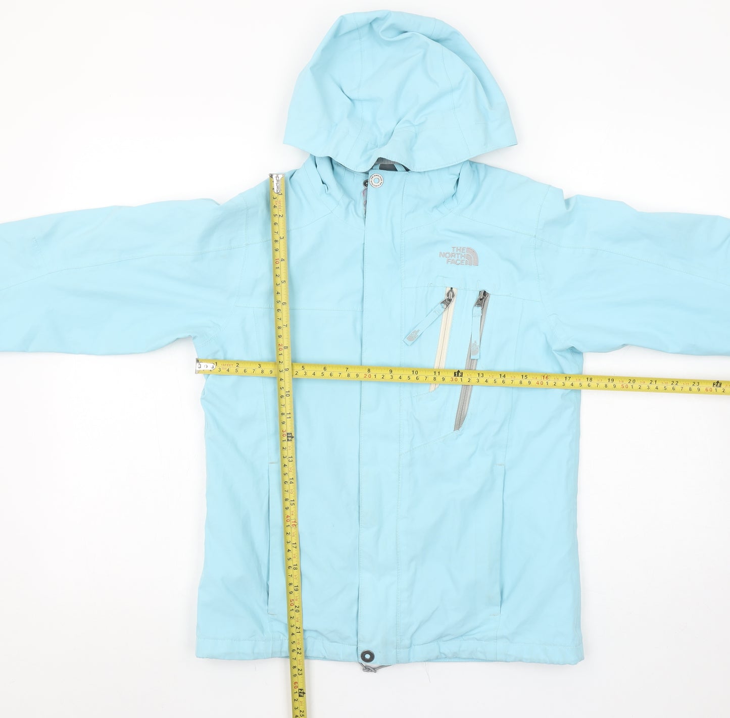 The North Face Girls Blue Hooded Waterproof Rain Jacket Size M