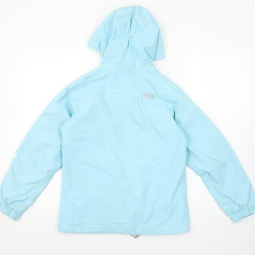 The North Face Girls Blue Hooded Waterproof Rain Jacket Size M