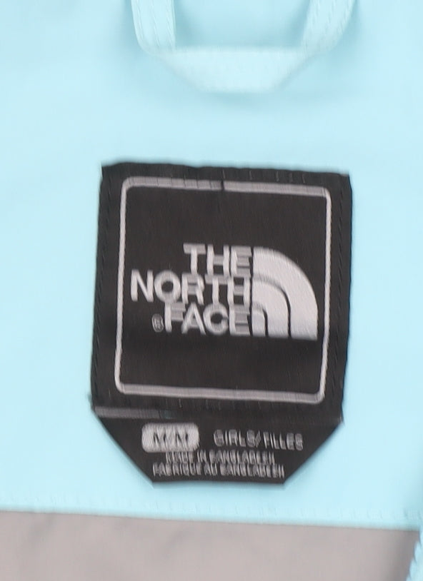 The North Face Girls Blue Hooded Waterproof Rain Jacket Size M
