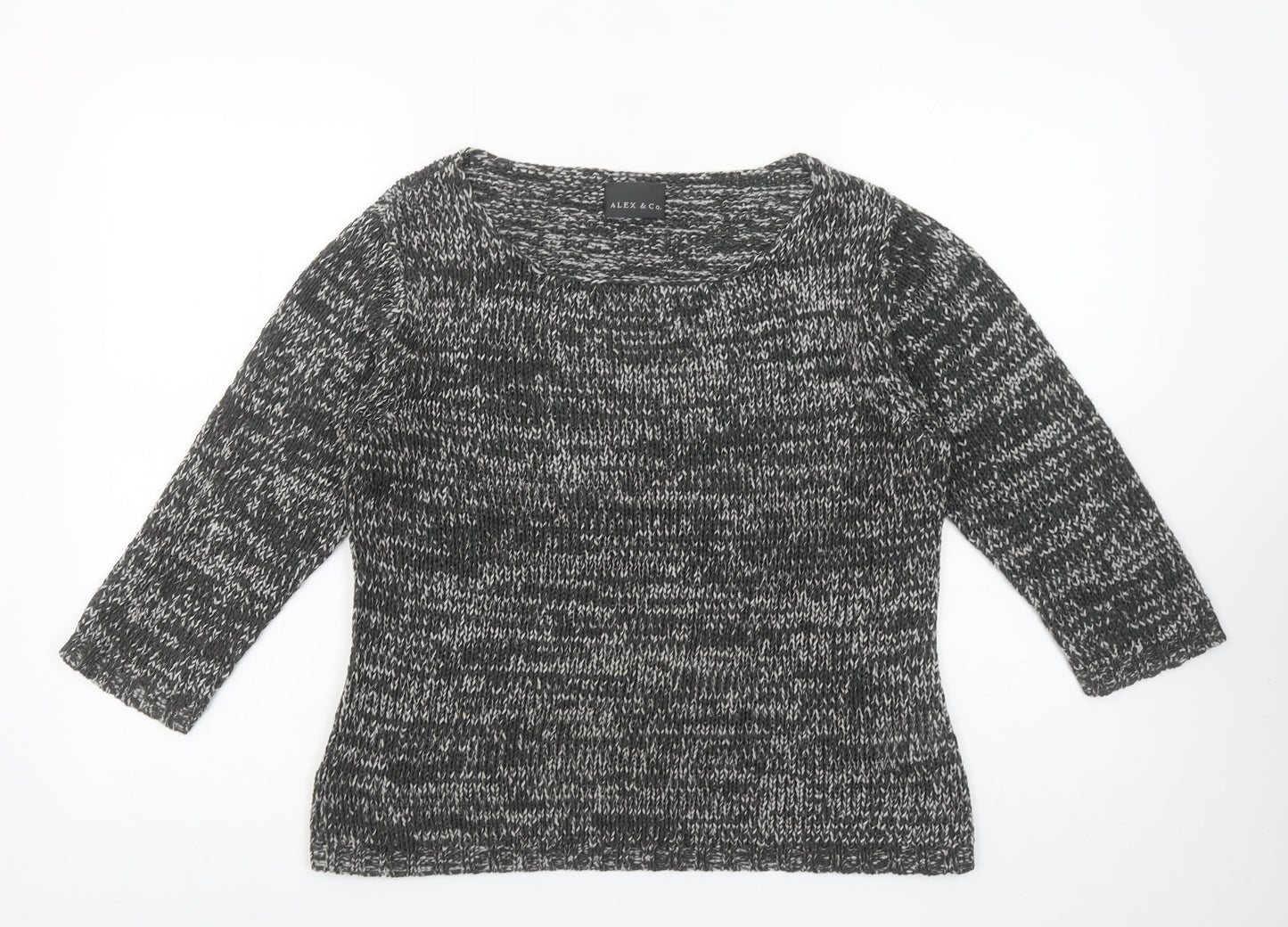 ALEX & Co. Womens Grey Chunky-Knit Scoop Neck Pullover Jumper Size 18