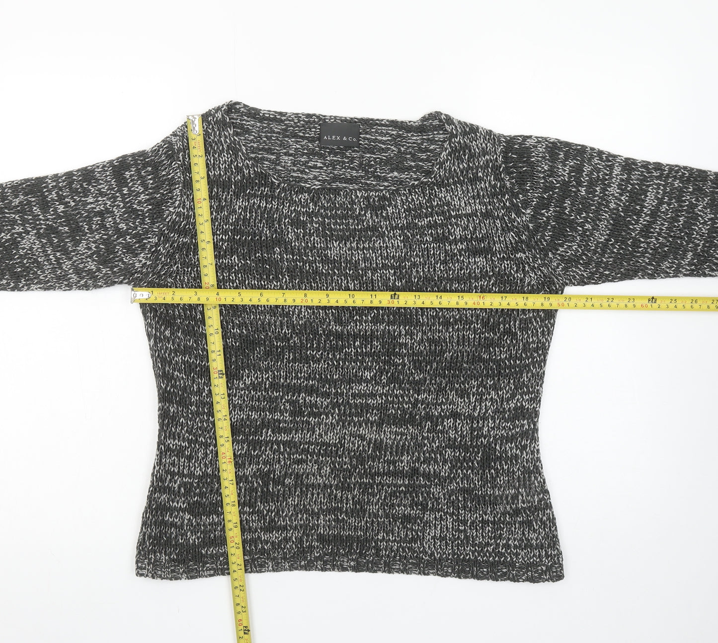 ALEX & Co. Womens Grey Chunky-Knit Scoop Neck Pullover Jumper Size 18