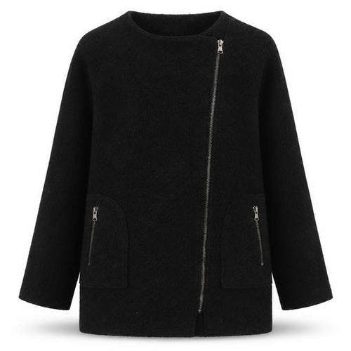 Mint Velvet Women’s Black Wool Blend Zip Mid-Length Coat Size 12