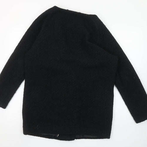 Mint Velvet Women’s Black Wool Blend Zip Mid-Length Coat Size 12