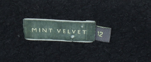 Mint Velvet Women’s Black Wool Blend Zip Mid-Length Coat Size 12