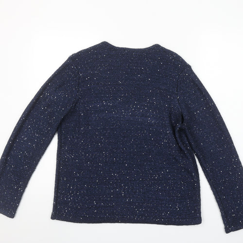 Marks and Spencer Women’s Blue Sequin V-Neck Long Sleeve Knit Jumper Size 14