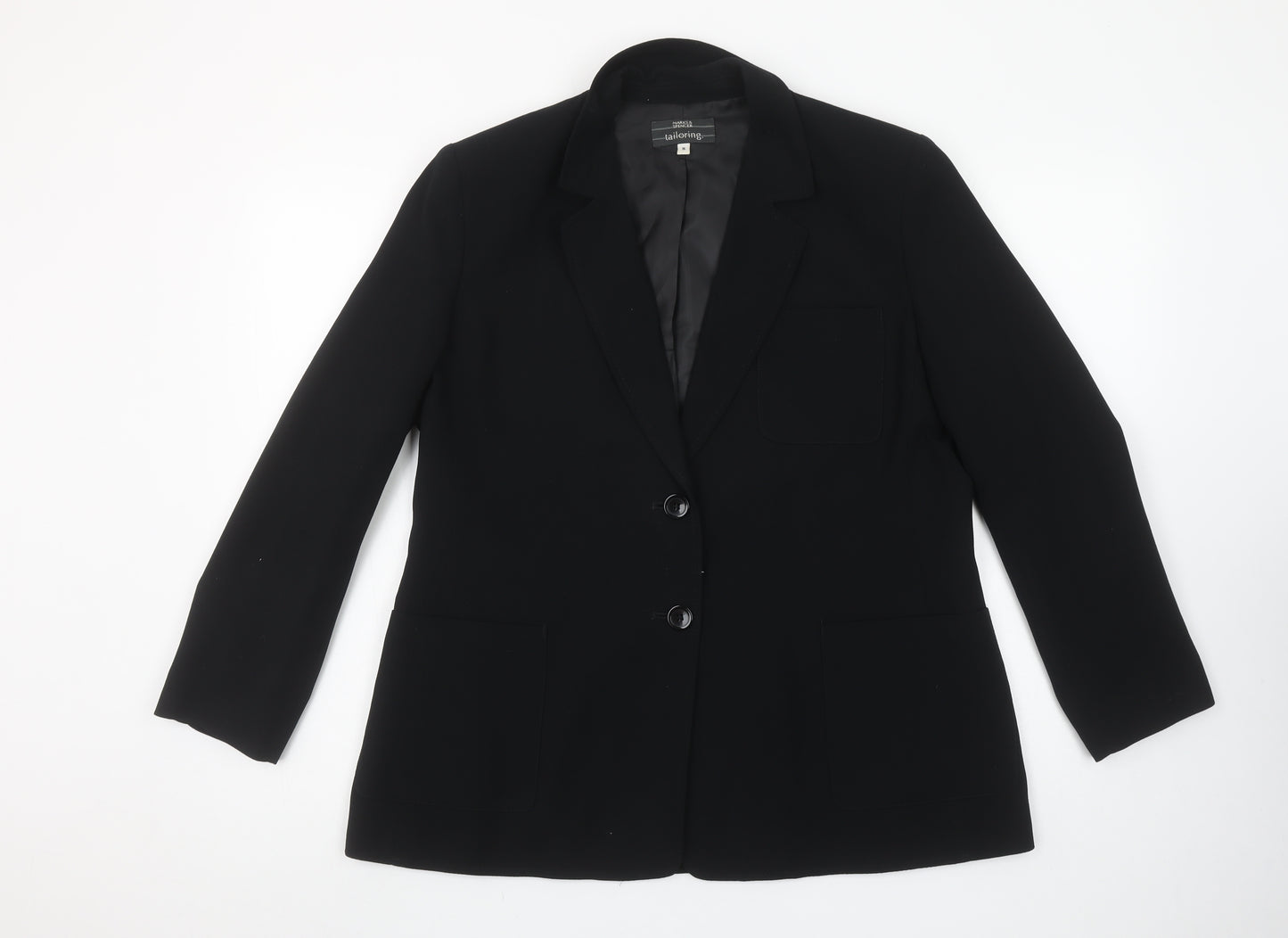 Marks and Spencer Women Black Petite Size 16 Tailored Blazer