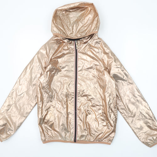 Next Girls Gold Hooded Windbreaker Jacket 12 Years Polyester Lightweight