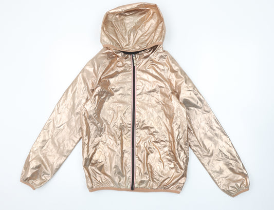 Next Girls Gold Hooded Windbreaker Jacket 12 Years Polyester Lightweight