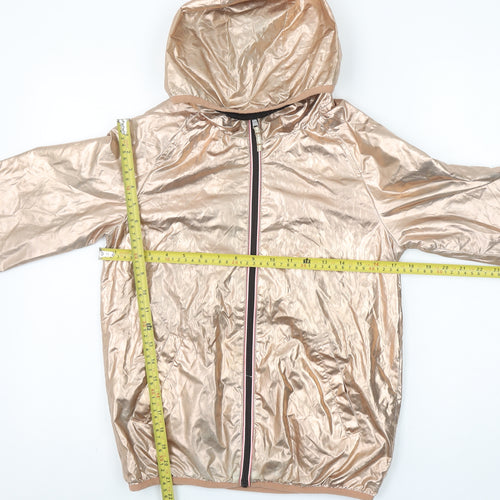 Next Girls Gold Hooded Windbreaker Jacket 12 Years Polyester Lightweight