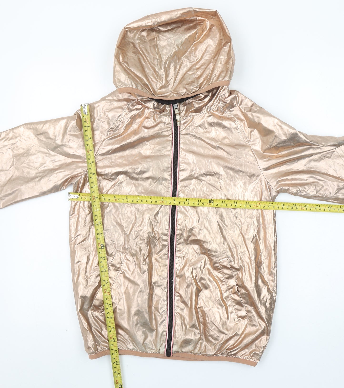 Next Girls Gold Hooded Windbreaker Jacket 12 Years Polyester Lightweight