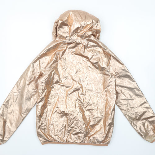 Next Girls Gold Hooded Windbreaker Jacket 12 Years Polyester Lightweight