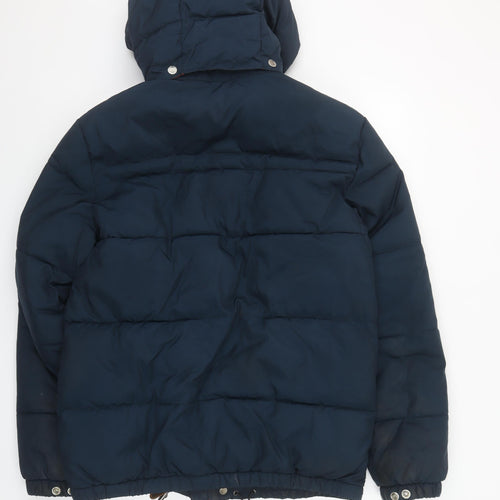 H&M Men’s Blue Puffer Jacket S Hooded Insulated Mid-Length Winter Coat