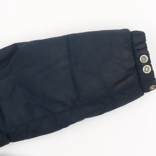 H&M Men’s Blue Puffer Jacket S Hooded Insulated Mid-Length Winter Coat