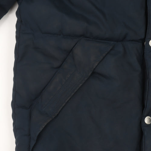 H&M Men’s Blue Puffer Jacket S Hooded Insulated Mid-Length Winter Coat