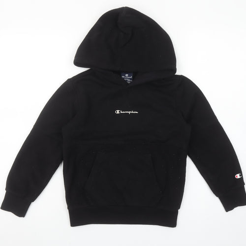 Champion Boys Black Hoodie Small 7-8 Years Pullover Cotton Blend