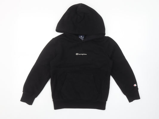 Champion Boys Black Hoodie Small 7-8 Years Pullover Cotton Blend