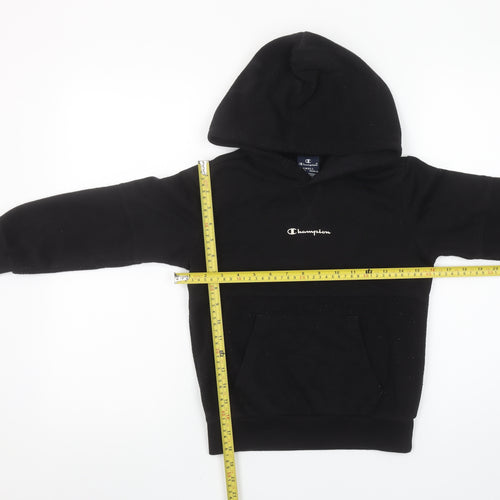 Champion Boys Black Hoodie Small 7-8 Years Pullover Cotton Blend
