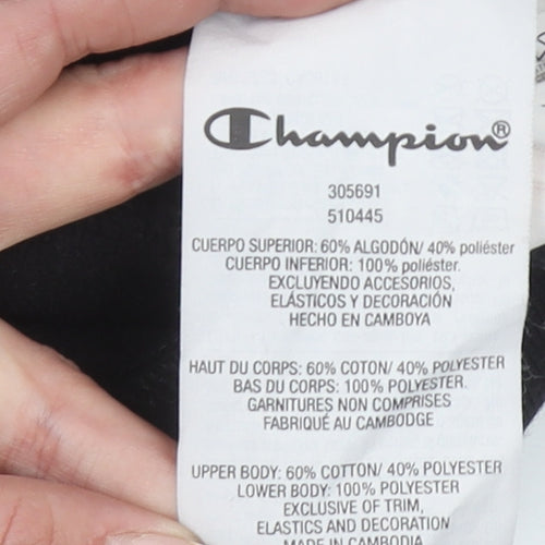 Champion Boys Black Hoodie Small 7-8 Years Pullover Cotton Blend