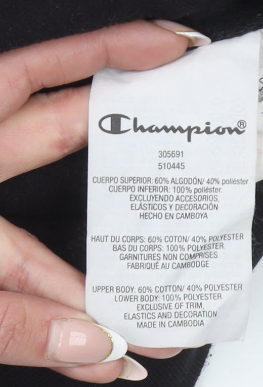 Champion Boys Black Hoodie Small 7-8 Years Pullover Cotton Blend