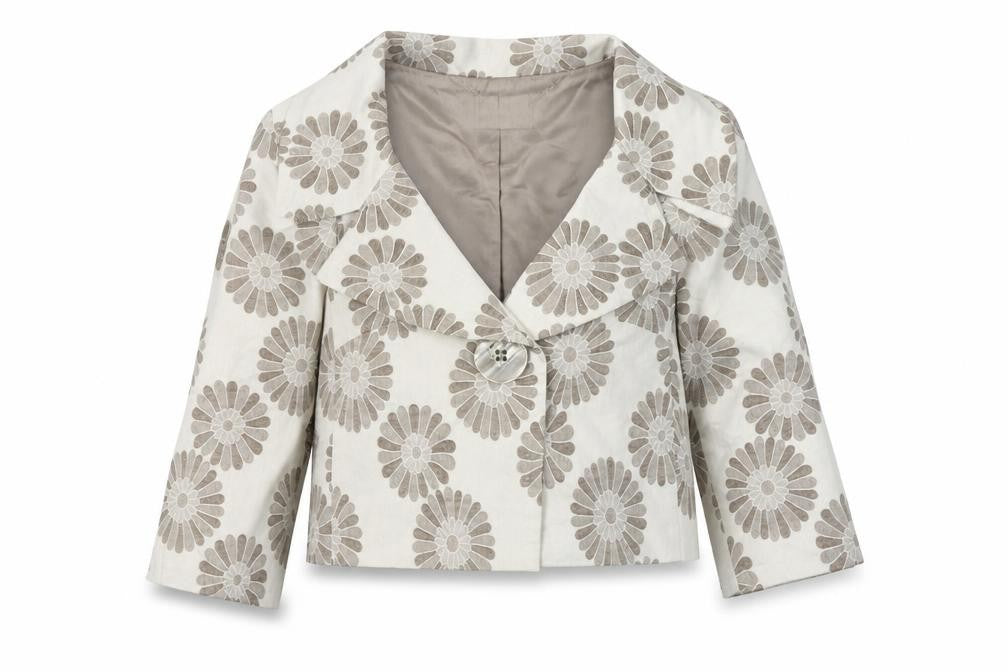 Marks & Spencer Autograph Beige Floral Jacquard Blazer Women Size 12