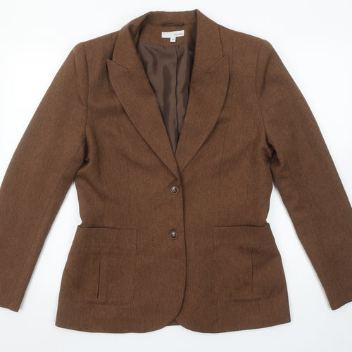 Hennes Women Brown Size 16 Tailored Regular Fit Polyester Blazer