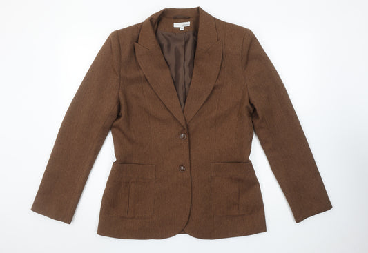 Hennes Women Brown Size 16 Tailored Regular Fit Polyester Blazer