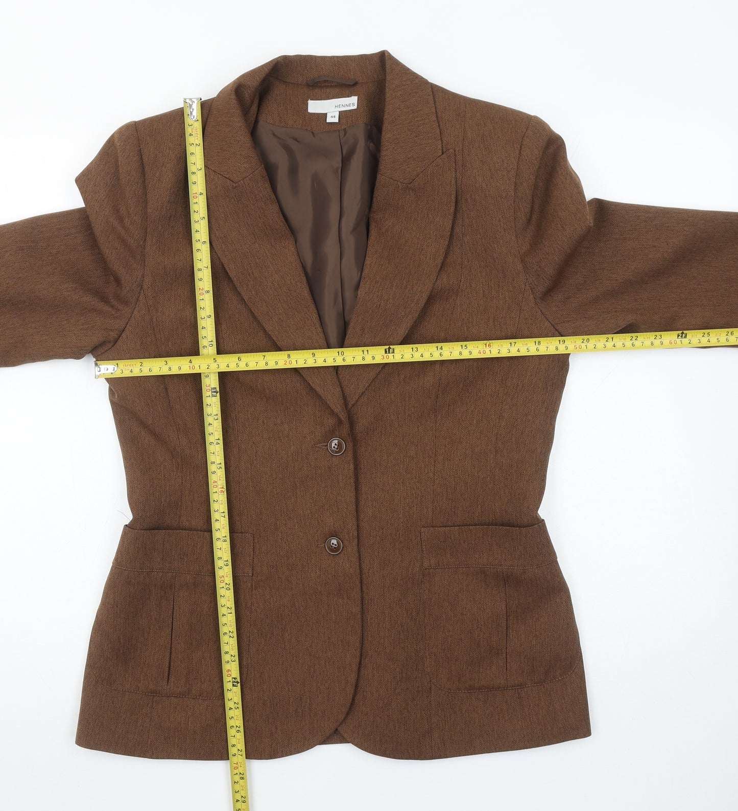 Hennes Women Brown Size 16 Tailored Regular Fit Polyester Blazer