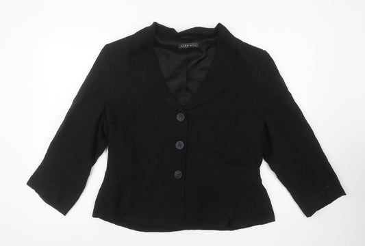 Alex & Co. Women's Black Linen Blend Blazer UK 16 Classic 3/4 Sleeve