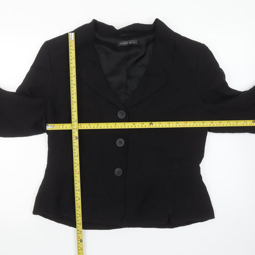 Alex & Co. Women's Black Linen Blend Blazer UK 16 Classic 3/4 Sleeve
