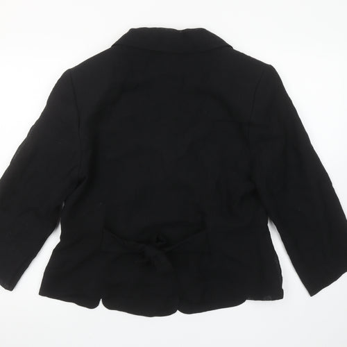 Alex & Co. Women's Black Linen Blend Blazer UK 16 Classic 3/4 Sleeve