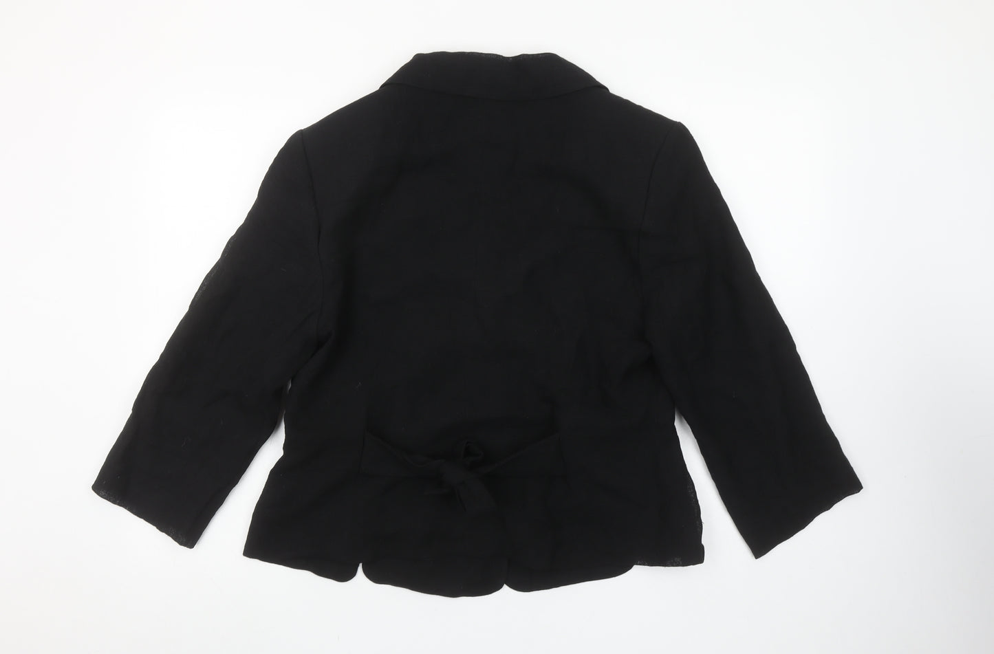 Alex & Co. Women's Black Linen Blend Blazer UK 16 Classic 3/4 Sleeve